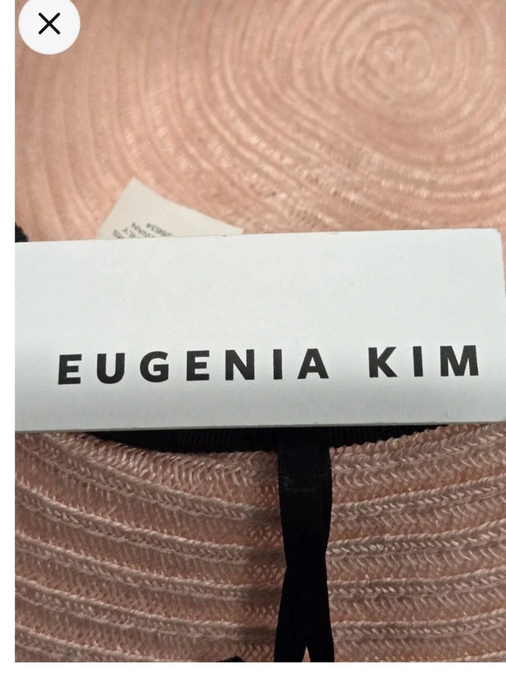 Eugenia Kim Pink & Cream Wide Brim Straw Hat with Rose Band